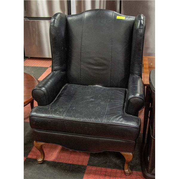 NAVYBLUE LEATHER WINGBACK CHAIR