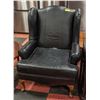 Image 1 : NAVYBLUE LEATHER WINGBACK CHAIR