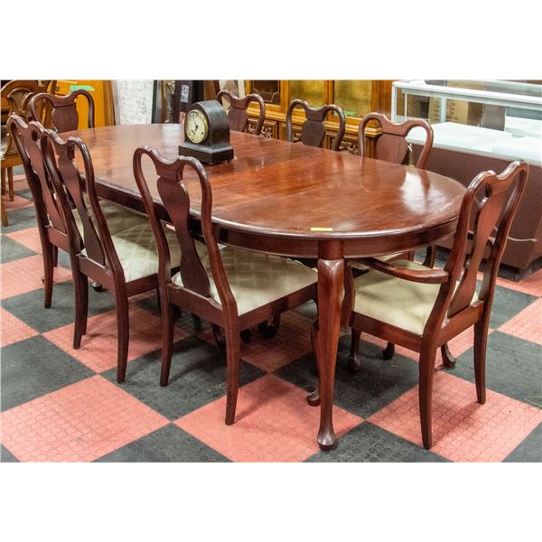 GIBBARD BROWN WOODEN DINING TABLE SET W/ 8 CHAIRS