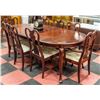 Image 1 : GIBBARD BROWN WOODEN DINING TABLE SET W/ 8 CHAIRS