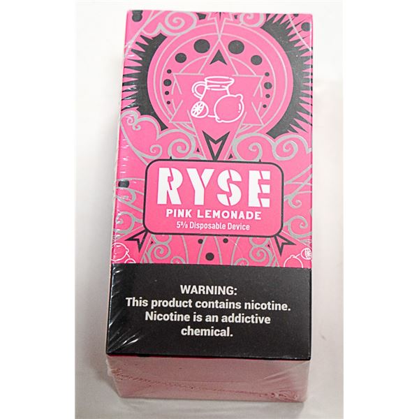 BOX W/ 10 RYSE PINK LEMONADE 5% DISPOSABLE E-CIGS