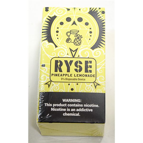 BOX W/10 RYSE PINEAPPLE LEMON 5% DISPOSABLE E-CIGS