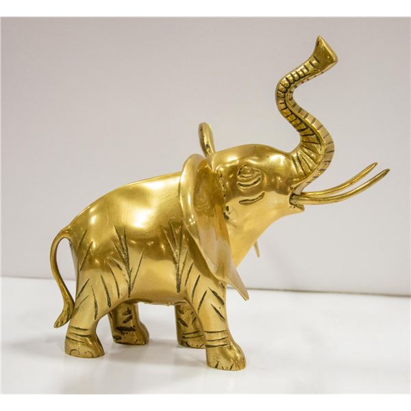 9" TALL BRASS "LUCKY" ELEPHANT TRUNK UP