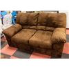 Image 1 : BROWN FABRIC LOVESEAT APPROX 66" WIDE