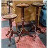 SET OF 3 WOODEN PLANT STANDS APPROX 10" DIAMETER