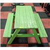 Image 2 : GREEN WOODEN CHILDRENS PICNIC TABLE