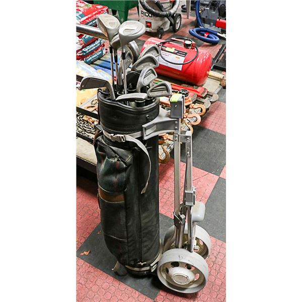 SET OF IMG GOLF CLUBS WITH CADDY