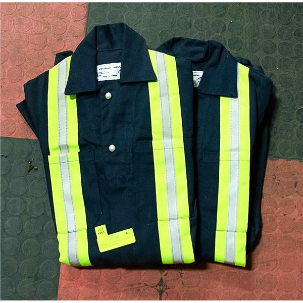 2 PAIR BLUE COVERALLS S:30T W/ REFLECTOR STRIPS