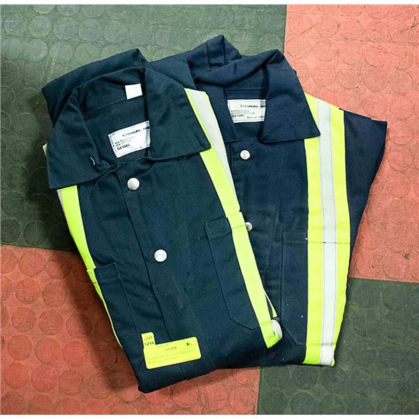 2 PAIR NAVY BLUE COVERALLS S:32 W/ REFLECTOR STRIP