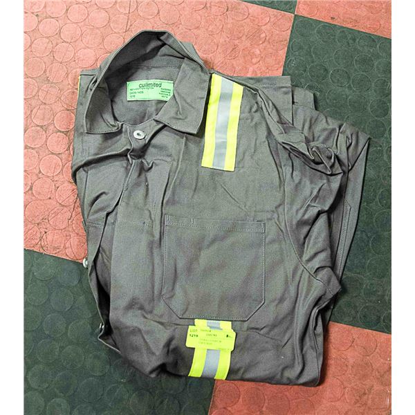 GREY COVERALLS S:44T W/ REFLECTOR STRIPS