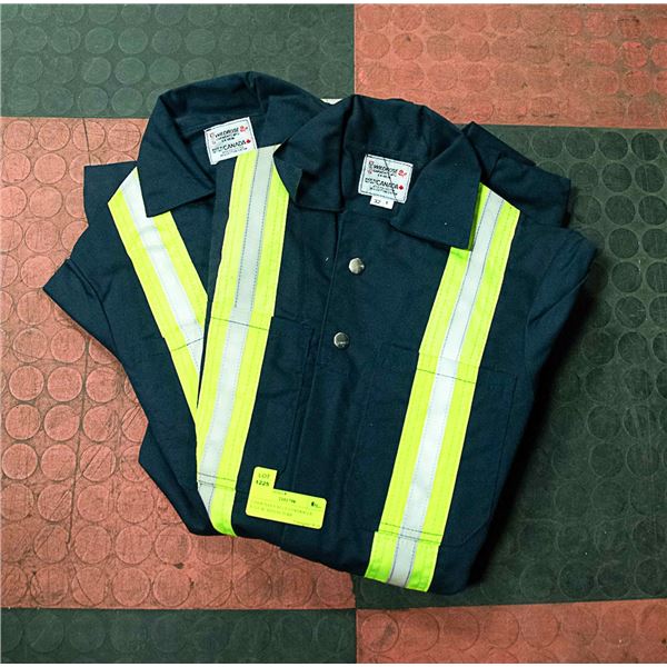 2 PAIR NAVY BLUE COVERALLS S:32T W/ REFLECTORS