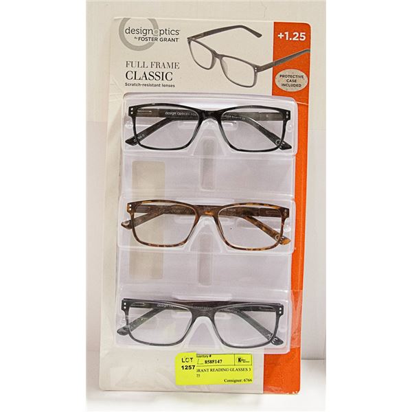 FOSTER GRANT READING GLASSES 3 PACK +1.25