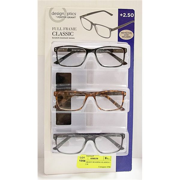 FOSTER GRANT READING GLASSES 3 PACK +2.50