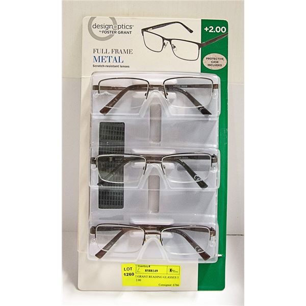 FOSTER GRANT READING GLASSES 3 PACK +2.00