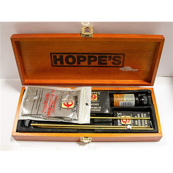 HOPPE'S GUN CLEANING KIT IN WOODEN BOX