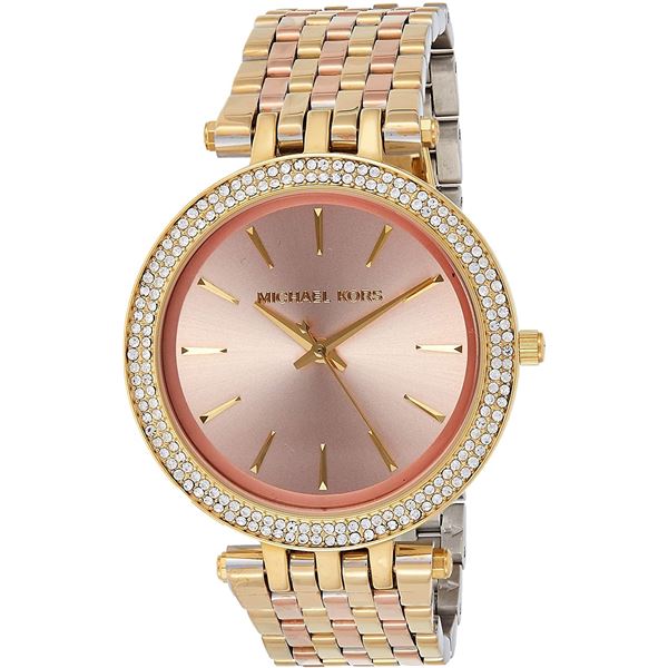 NEW MICHAEL KORS 39MM CHAMPAGNE DIAL CRYSTALS $340