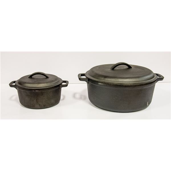 CAST IRON STEW POTS 12 INCH & 8 INCH SOLD TOGETHER