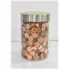 Image 1 : GLASS MASON JAR OF ASSORTED PENNIES