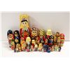 LOT OF HANDMADE WOODEN PAINTED STACKABLE FIGURINES