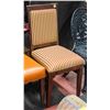 Image 1 : BROWN WOODEN DINING CHAIR W/ STRIPED PATTERN CUSHI