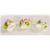 Image 2 : 3 PC BONE CHINA NAPKIN RINGS, PAIR OF PORCELAIN BI