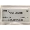Image 3 : 2001-D LINCOLN CENT PCGS MS68RD