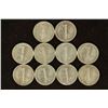 Image 2 : 10 ASSORTED 1940'S MERCURY DIMES