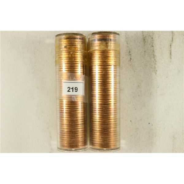 2-ROLLS OF 50-BRILLIANT UNC 1960 LINCOLN CENTS