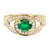Image 2 : 1.35 ctw Oval Mixed Emerald And Round Brilliant Cut Diamond Ring - 14KT Yellow G