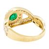 Image 3 : 1.35 ctw Oval Mixed Emerald And Round Brilliant Cut Diamond Ring - 14KT Yellow G