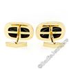 Image 6 : Vintage 14kt Yellow Gold Swivel Cuff Links w/ Hematite Inlaid in Black Onyx