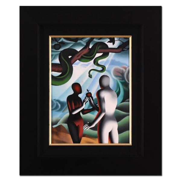 Mark Kostabi, "The Moment of Truth" Framed Original Oil Painting on Canvas, Hand