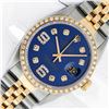Image 1 : Rolex Mens 2 Tone Blue Diamond 36MM Datejust Wristwatch With Rolex Box