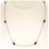 Image 2 : 14k White Gold 19.72 ctw 18 Station Oval Amethyst by the Yard 38" Chain Necklace