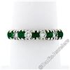 Image 4 : 18kt White Gold 1.36 ctw Alternating Round Diamond & Emerald Wedding Band Ring