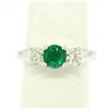 Image 5 : 14k White Gold GIA Emerald & Diamond 3 Stone 1.50 ctw Engagement Right Hand Ring