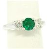 Image 7 : 14k White Gold GIA Emerald & Diamond 3 Stone 1.50 ctw Engagement Right Hand Ring