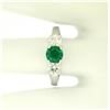 Image 9 : 14k White Gold GIA Emerald & Diamond 3 Stone 1.50 ctw Engagement Right Hand Ring
