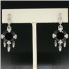 Image 2 : 14k White Gold 11.2 ctw Round Garnet Dangle Earrings w/ Brilliant Diamond Accent