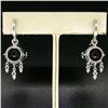 Image 3 : 14k White Gold 11.2 ctw Round Garnet Dangle Earrings w/ Brilliant Diamond Accent