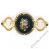 Image 1 : Vintage 14kt Yellow Gold Black Onyx Floral Mosaic Sapphire and Pearl Brooch Pin