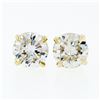 Image 2 : 14k Yellow Gold 1.11 ctw Round Brilliant Cut Diamond Claw Prong Stud Earrings
