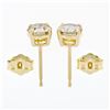 Image 3 : 14k Yellow Gold 1.11 ctw Round Brilliant Cut Diamond Claw Prong Stud Earrings