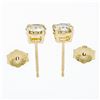 Image 4 : 14k Yellow Gold 1.11 ctw Round Brilliant Cut Diamond Claw Prong Stud Earrings
