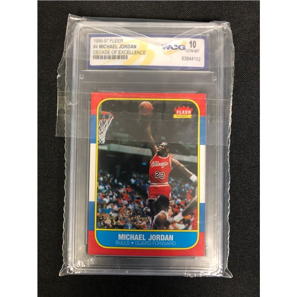 1996-97 FLEER #4 MICHAEL JORDAN DECADE OF EXCELLENCE (GEM MINT 10)