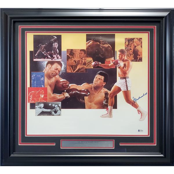 FRAMED MUHAMMAD ALI AUTOGRAPHED 18x22 POSTER PHOTO (BECKETT COA)