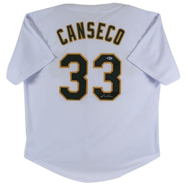 JOSE CANSECO AUTHENTIC SIGNED WHITE PRO STYLE JERSEY (BECKETT WITNESSED)