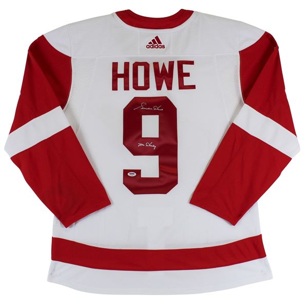 GORDIE HOWE "MR. HOCKEY" SIGNED WHITE ADIDAS RED WINGS JERSEY (PSA/DNA)