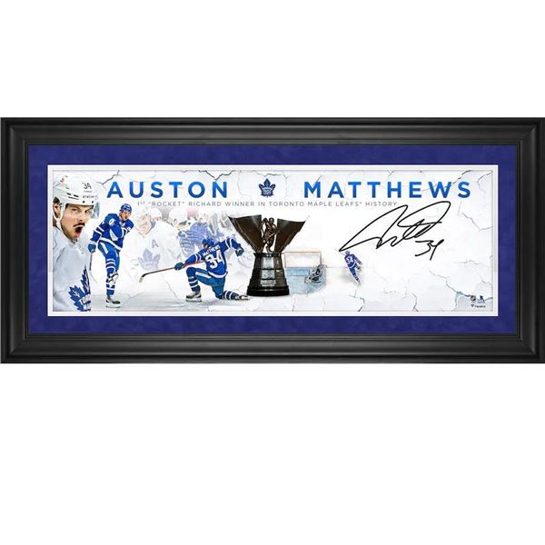 AUSTON MATTHEWS SIGNED FRAMED 10x30 MAPLE LEAFS PHOTO (FANATICS COA)