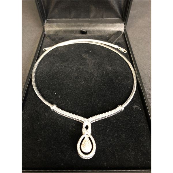 SILVER PLATE DIAMOND NECKLACE WITH APPRAISAL